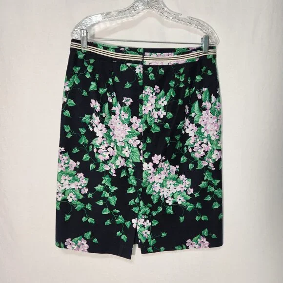 TALBOTS The Oprah Magazine Feminine Romantic Preppy Blue Floral Skirt Size 12. - Picture 4 of 16